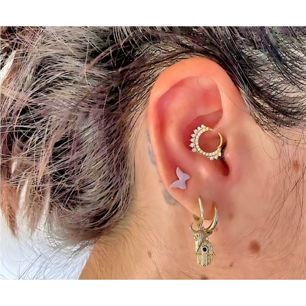 Good color Double layer Rhinestone Hoop/Nose hoop/ Daith
